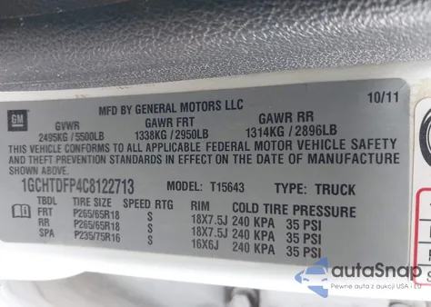 2012 Chevrolet Colorado 2Lt z USA, uszkodzony, nr VIN 1GCHTDFP4C8122713